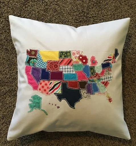 Scrap Map Throw Pillow Sewing Tutorial