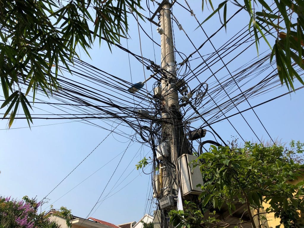 A mess of electrical wires in Vietnam Hillfamily dot net